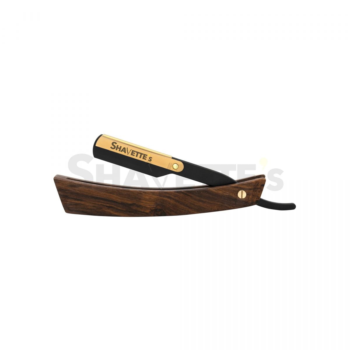 Natural Wooden handle Straight Razor with Gold swivel lock